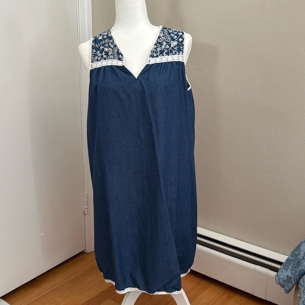 Vintage embroidered denim dress